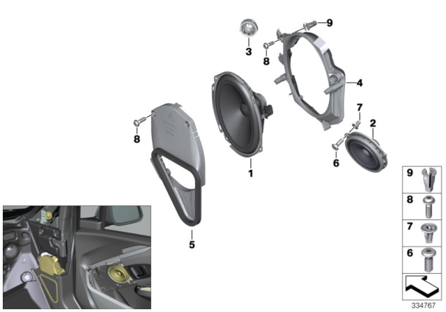 2020 BMW i3s Single Parts, Speaker Diagram 1