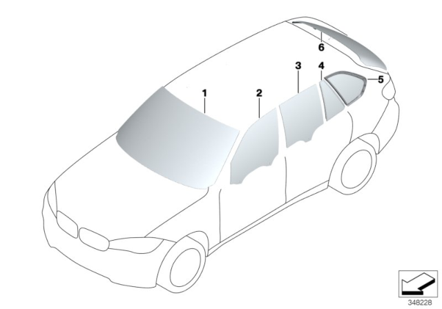 2018 BMW X5 M Glazing Diagram