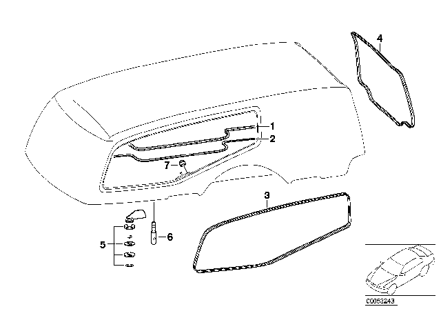 2005 BMW 320i Hood Parts Diagram 1