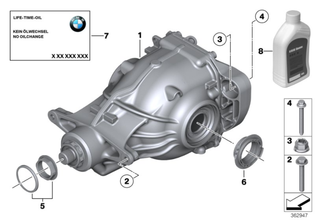 2015 BMW X3 Final Drive, Input / Output, 4-Wheel Diagram