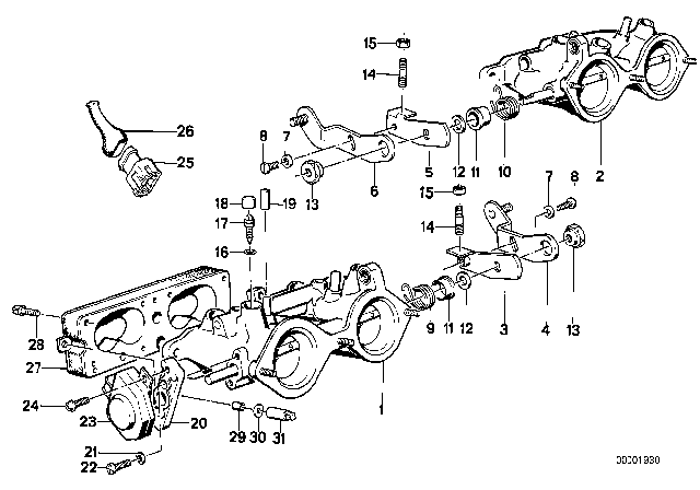 1990 BMW M3 Throttle Body Diagram for 13541308014