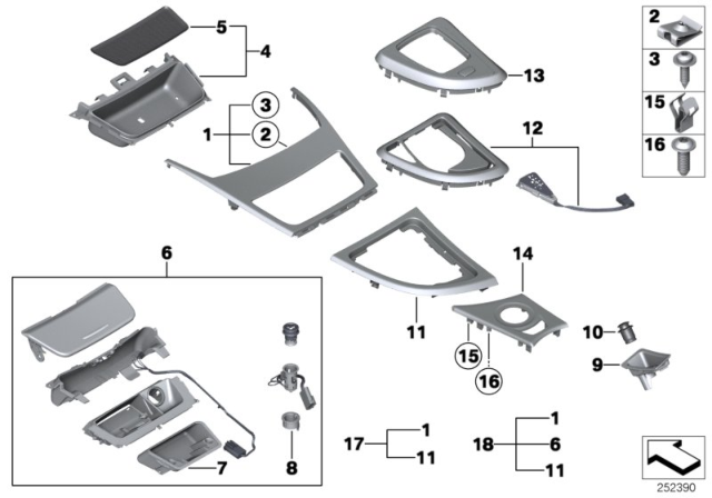 2013 BMW 128i Cover Gear Shifting/Storage Compartment.Nutwood Diagram for 51169147961
