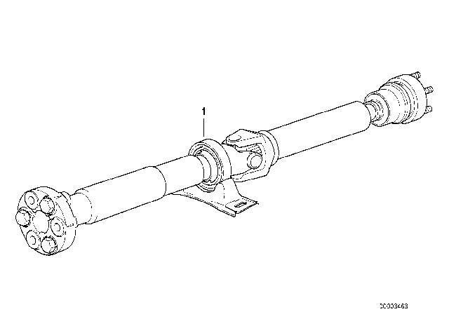 1999 BMW 740i Automatic Gearbox Drive Shaft Diagram for 26101229324