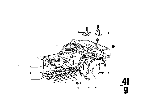 1969 BMW 1602 Floor pan Assembly Diagram 2