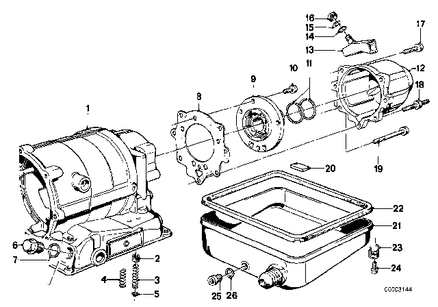 1977 BMW 320i Housing Parts / Lubrication System (ZF 3HP22) Diagram 2