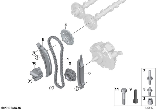 2013 BMW X5 Timing Gear Timing Chain Top Diagram