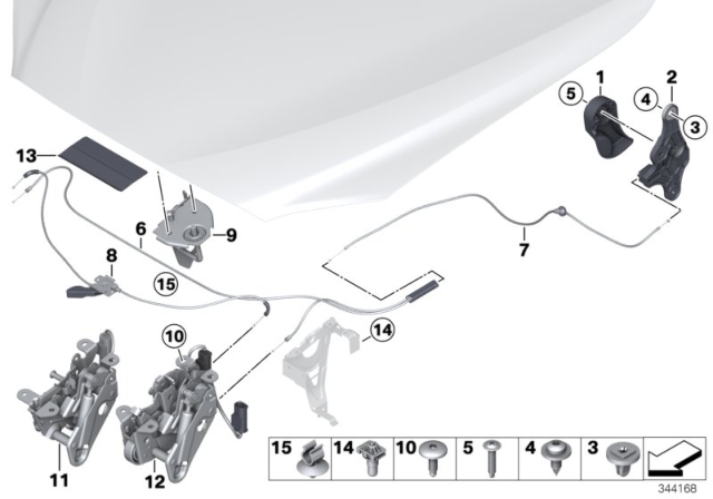 2014 BMW 650i Engine Bonnet, Closing System Diagram