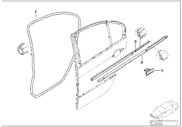 2001 BMW 325i Outer Weatherstrip, Left Diagram for 51342695291