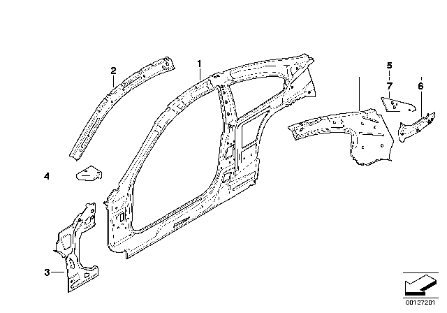 2006 BMW M6 Single Components For Body-Side Frame Diagram