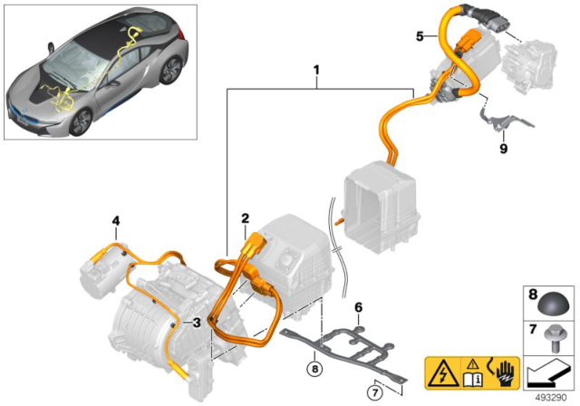 2019 BMW i8 Wiring.Harness, High-Voltage. Battery To Eme Diagram for 61129392843