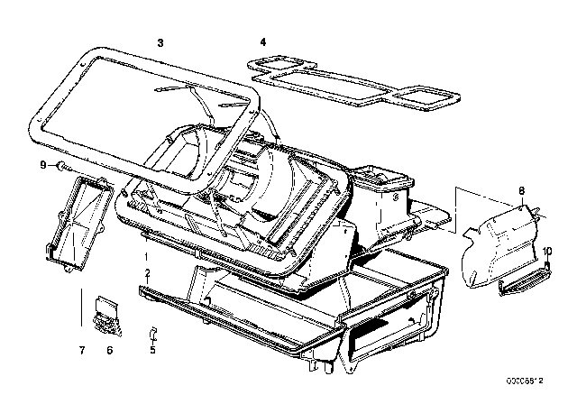 1992 BMW 318i Housing Parts Heater / Microfilter Instrument Diagram 1