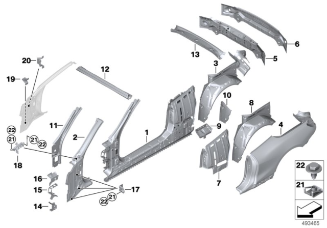 2020 BMW M8 Complete Tail Trim Diagram for 41007494451