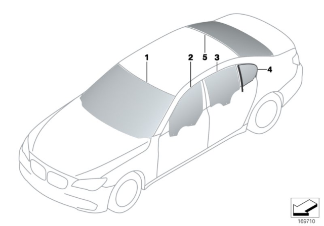 2015 BMW 750Li Glazing Diagram