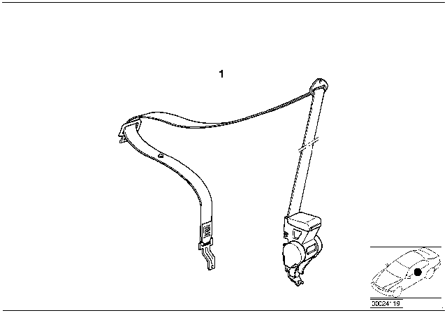 1994 BMW 320i Safety Belt Front Diagram