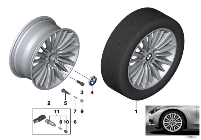 2019 BMW 440i xDrive Gran Coupe Light Alloy Disc Wheel Reflexsilber Diagram for 36116882704