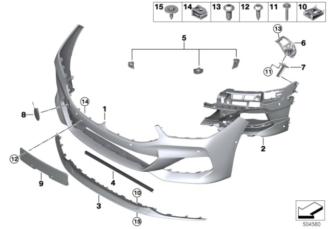 2020 BMW M850i xDrive Gran Coupe G16 M Trim Panel, Front Diagram