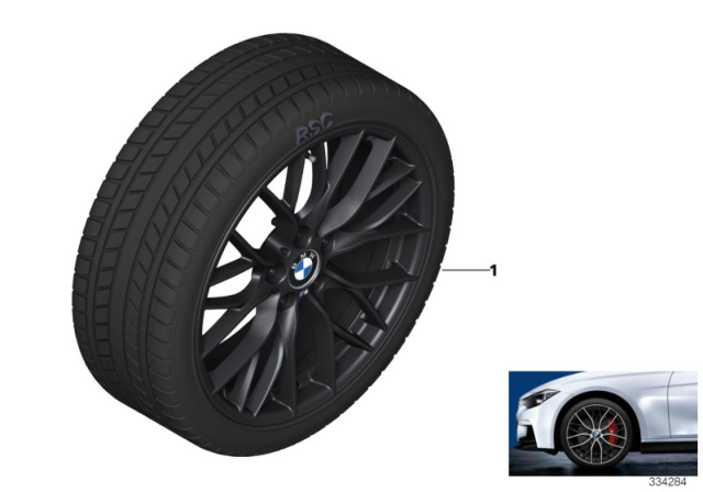 2017 BMW 330e Winter Wheel With Tire M Double Spoke Diagram
