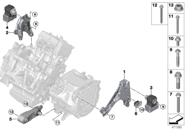 2020 BMW i3s Engine And Transmission Mounting Diagram
