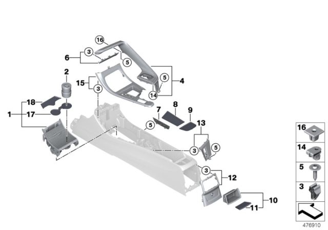 2016 BMW X1 Mounted Parts For Centre Console Diagram