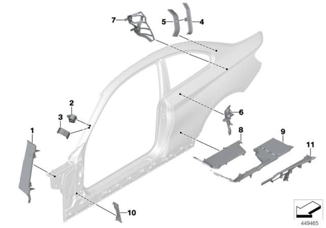 2020 BMW M240i Cavity Shielding, Side Frame Diagram
