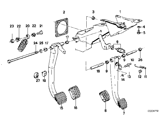 1984 BMW 633CSi Pedals / Stop Light Switch Diagram 2