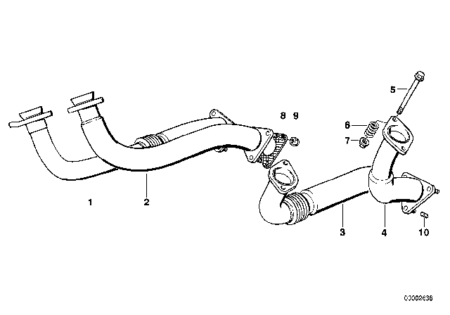 1990 BMW 750iL Exhaust Pipe Diagram