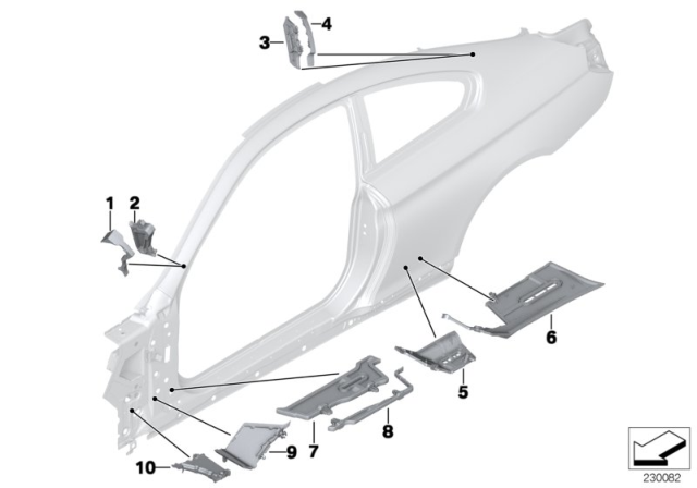 2016 BMW M6 Cavity Shielding, Side Frame Diagram