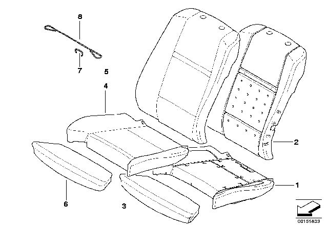 2010 BMW X5 M Seat, Front, Cushion & Cover Diagram 4