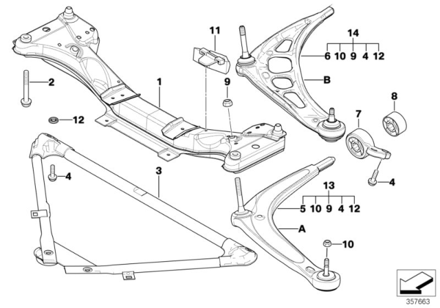 1999 BMW 323i Front Axle Support / Wishbone Diagram 1