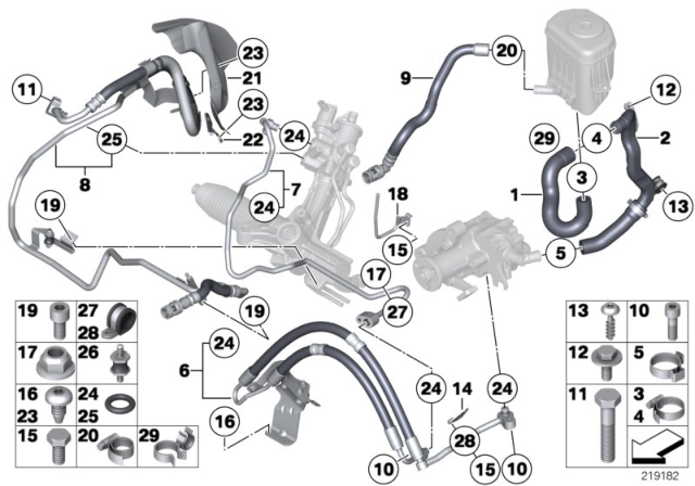 2010 BMW 750i Hydro Steering - Oil Pipes Diagram
