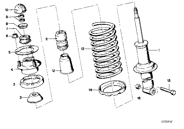 1978 BMW 733i Single Components For Rear Spring Strut Diagram 1