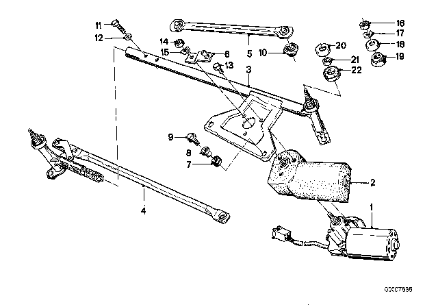 1981 BMW 733i Single Wiper Parts Diagram 2