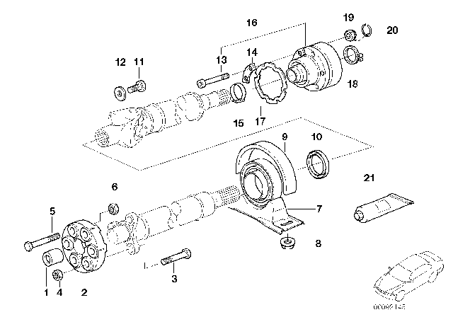 1998 BMW 528i Drive Shaft-Center Bearing-Constant Velocity Joint Diagram