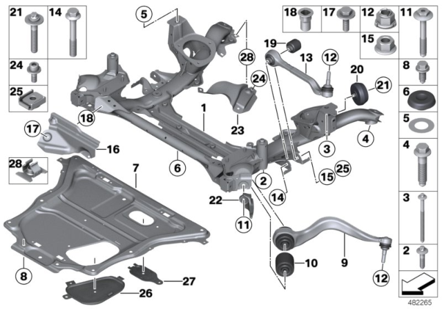 2020 BMW 230i xDrive Front Axle Support, Wishbone / Tension Strut Diagram