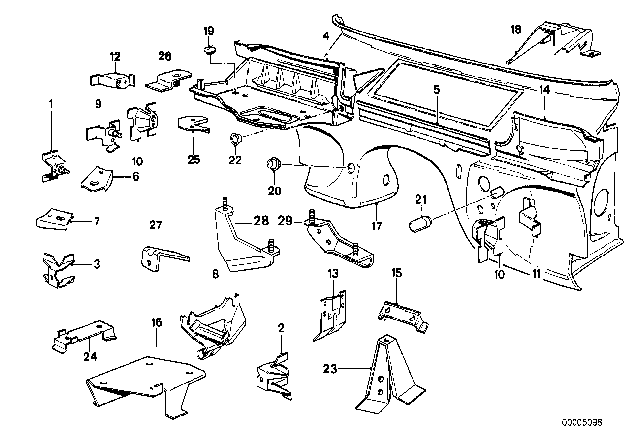 1990 BMW 325is Splash Wall Parts Diagram
