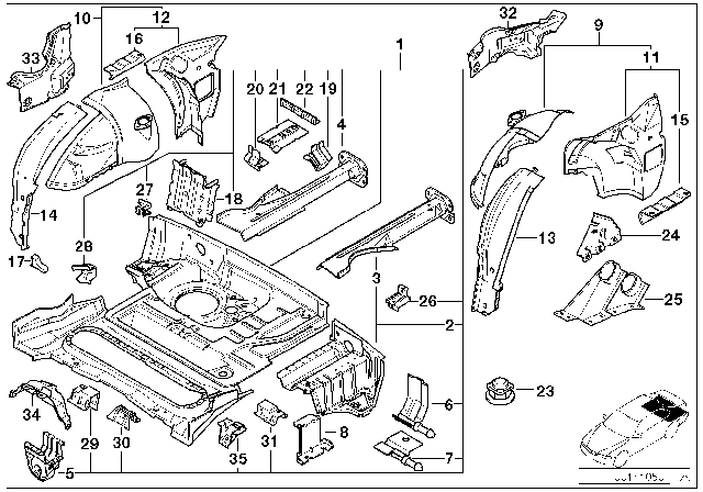 2001 BMW Z3 Battery Tray Diagram for 41128197890