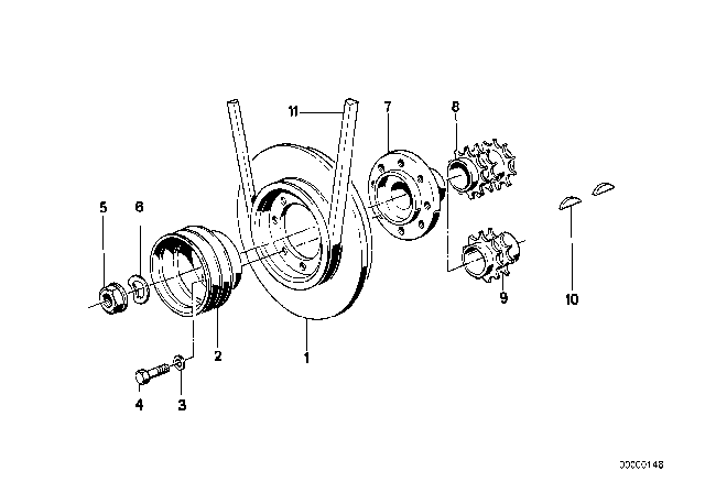 1991 BMW 535i Belt Drive-Vibration Damper Diagram