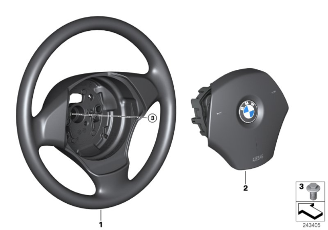 2011 BMW 323i Steering Wheel Airbag Diagram