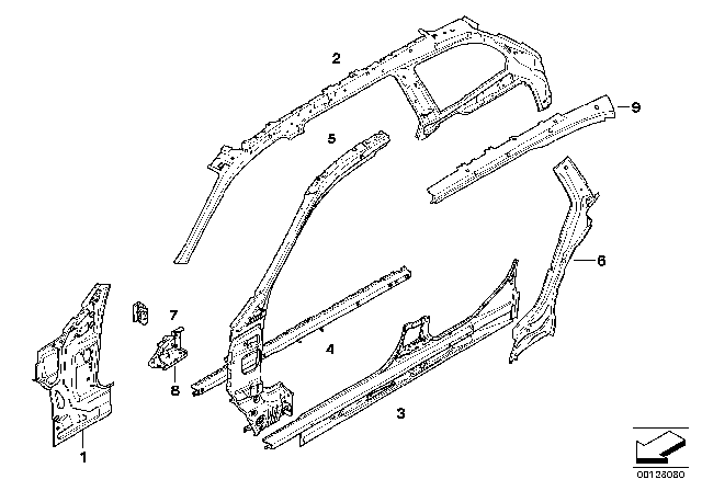 2007 BMW 530xi Single Components For Body-Side Frame Diagram