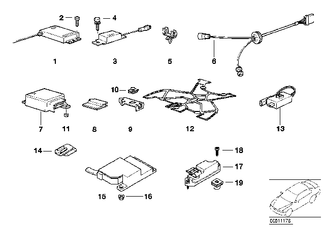 1992 BMW 318is Wiring Airbag Front Sensor Diagram for 61128357032