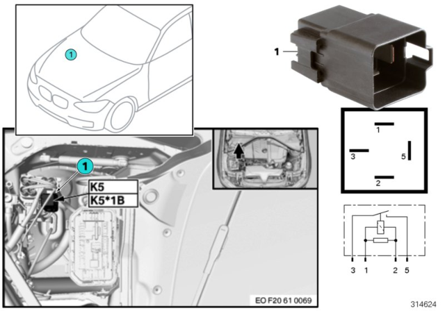 2018 BMW M240i Relay, Electric Fan Motor Diagram