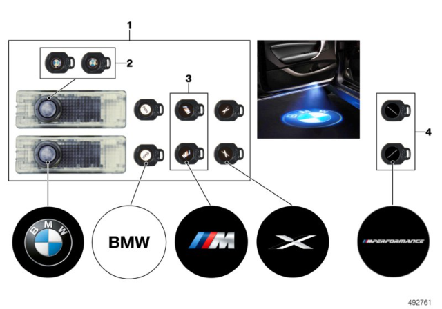 2015 BMW X6 LED Door Projector Diagram