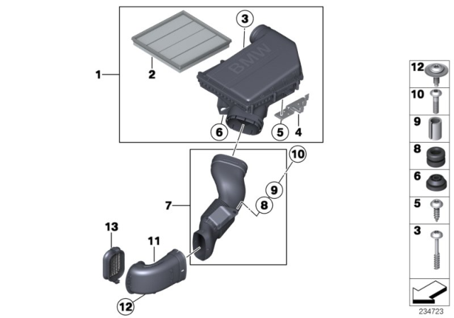 2013 BMW X3 Intake Silencer / Filter Cartridge Diagram