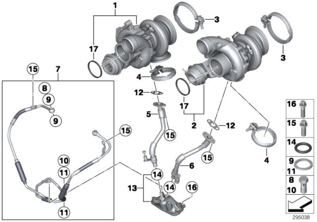 2010 BMW X6 M Exchange-Turbo Charger Diagram for 11657848115
