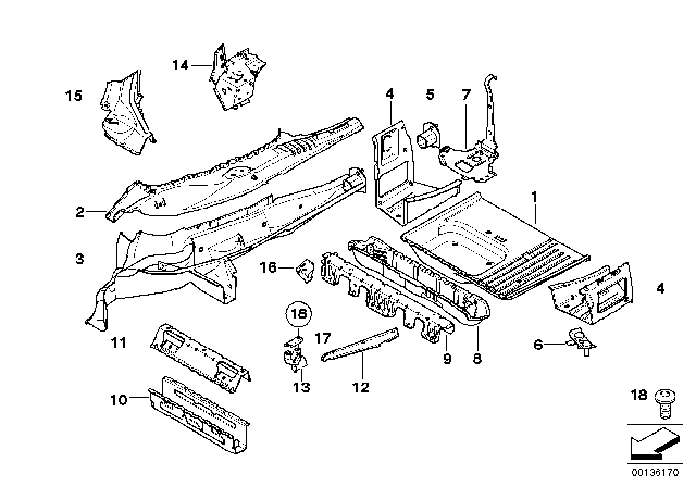 2006 BMW X3 Mounting Parts For Trunk Floor Panel Diagram