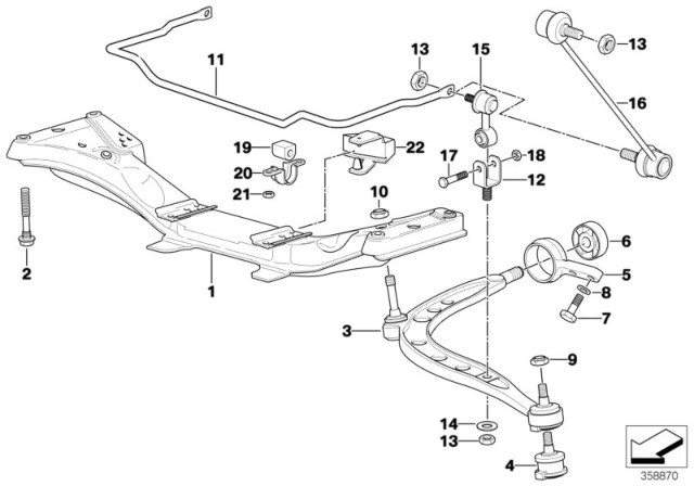 2001 BMW Z3 Stabilizer Rubber Mounting Diagram for 31351090268