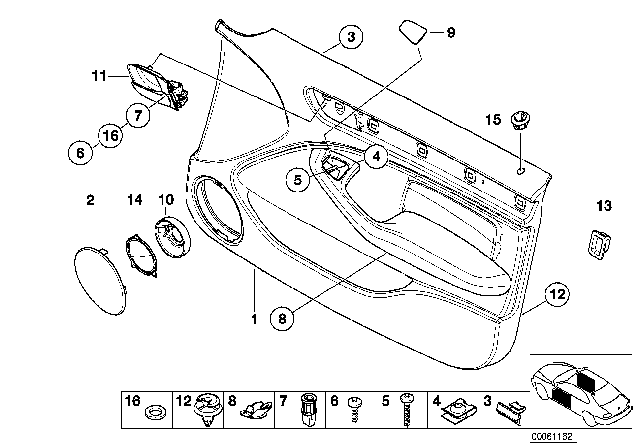 2001 BMW 330i Door Trim Panel, Front Left Diagram for 51418224599