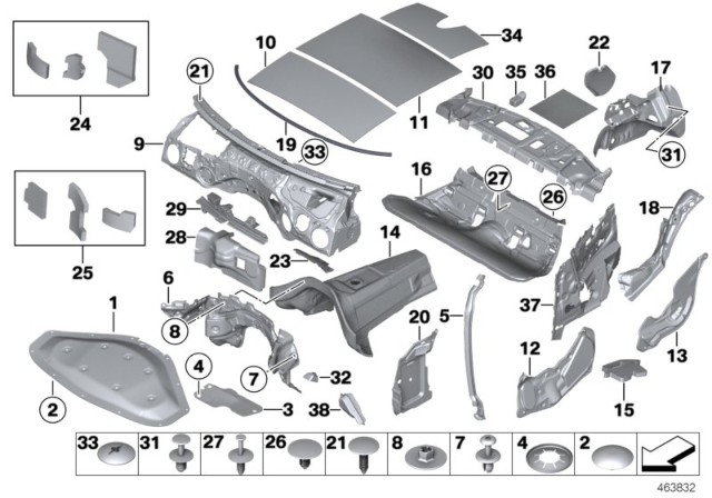2020 BMW M240i Sound Insulation Diagram