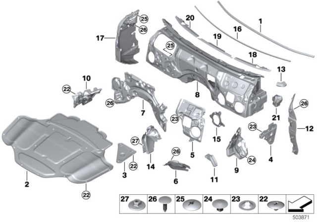 2020 BMW M8 SOUND INSULATING DASH PANEL Diagram for 51487435739