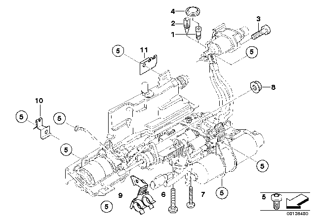 2006 BMW 330Ci Plug-In Connection Bracket Diagram for 12527522652
